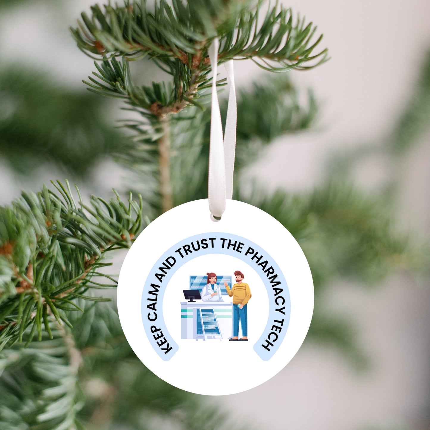 Pharmacy Tech Ornament - 1/8" Ornament - FREE SHIPPING! Buy 3 Ornaments Get 10% Off, Buy 5 Ornaments Get 20% Off, Buy 10 Ornaments Get 30% Off! Discounts Applied Automatically At Checkout