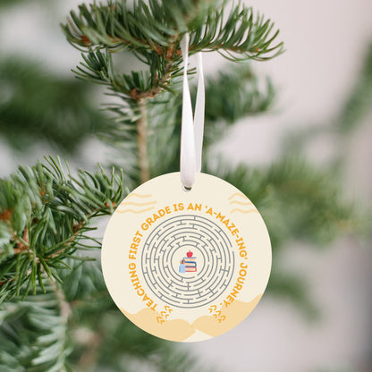 First Grade Teacher Ornament - 1/8" Ornament - FREE SHIPPING! Buy 3 Ornaments Get 10% Off, Buy 5 Ornaments Get 20% Off, Buy 10 Ornaments Get 30% Off! Discounts Applied Automatically At Checkout