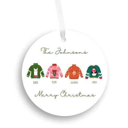 Personalized Family Christmas Ornament - Choose Between 2-10 People