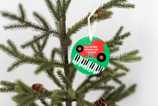 Feliz Navidad - QR Code Plays Song - Christmas Music 1/8" Ornament - FREE SHIPPING! Buy 3 Ornaments Get 10% Off, Buy 5 Ornaments Get 20% Off, Buy 10 Ornaments Get 30% Off! Discounts Applied Automatically At Checkout