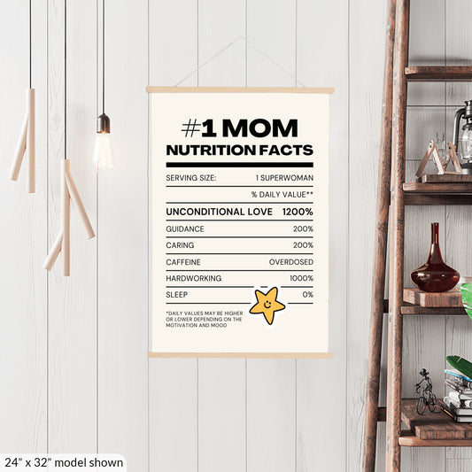 #1 Mom Nutrition Facts - Hanging Canvas - PRICE INCLUDES FREE SHIPPING