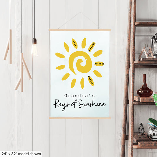 Grandma's Rays of Sunshine - Personalized Hanging Canvas - PRICE INCLUDES FREE SHIPPING